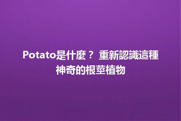 Potato是什麼？🍟🥔 重新認識這種神奇的根莖植物