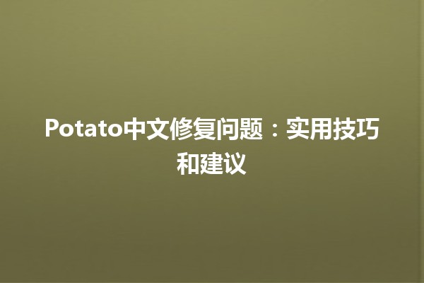 Potato中文修复问题🛠️：实用技巧和建议