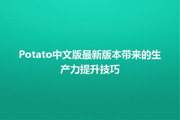 🍟Potato中文版最新版本带来的生产力提升技巧