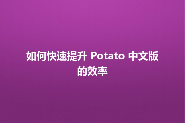 如何快速提升 Potato 中文版的效率 🚀🥔