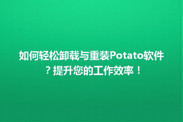 🎮 如何轻松卸载与重装Potato软件？提升您的工作效率！