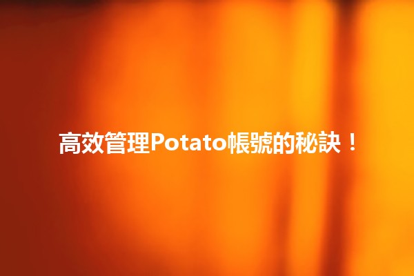 📱高效管理Potato帳號的秘訣！🚀