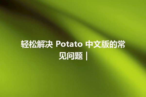 轻松解决 Potato 中文版的常见问题 | 🥔✨