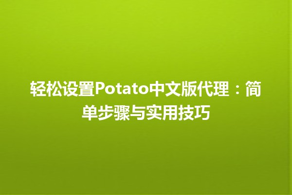 轻松设置Potato中文版代理🏆：简单步骤与实用技巧