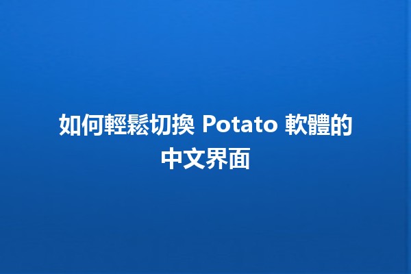 🎉 如何輕鬆切換 Potato 軟體的中文界面 🥔