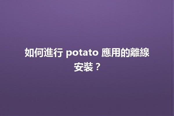 如何進行 potato 應用的離線安裝？🛠️💻