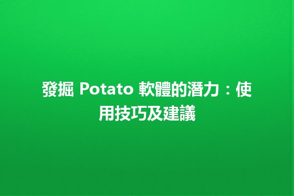 🥔 發掘 Potato 軟體的潛力：使用技巧及建議