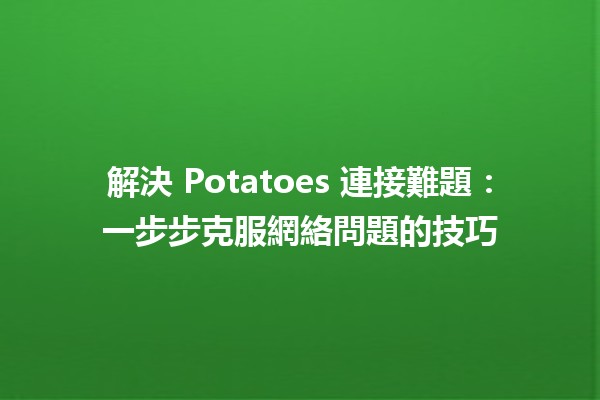 解決 Potatoes 連接難題🍟💻：一步步克服網絡問題的技巧