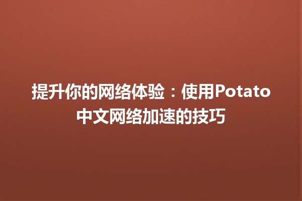 🚀 提升你的网络体验：使用Potato中文网络加速的技巧