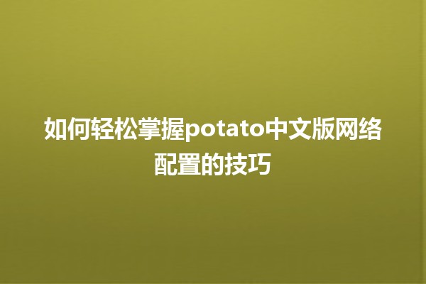 🍟 如何轻松掌握potato中文版网络配置的技巧