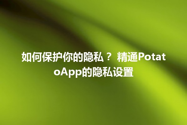 如何保护你的隐私？🍟📱 精通PotatoApp的隐私设置