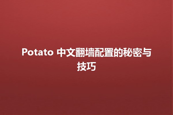 Potato 中文翻墙配置的秘密与技巧 🥔💻