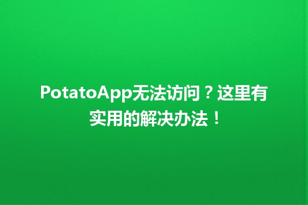 🥔 PotatoApp无法访问？这里有实用的解决办法！🚀