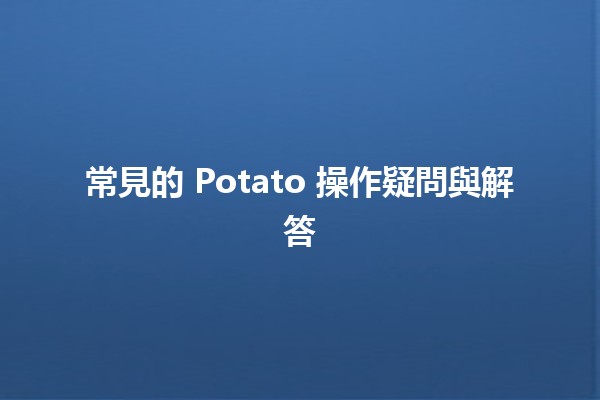 🤔 常見的 Potato 操作疑問與解答 🥔