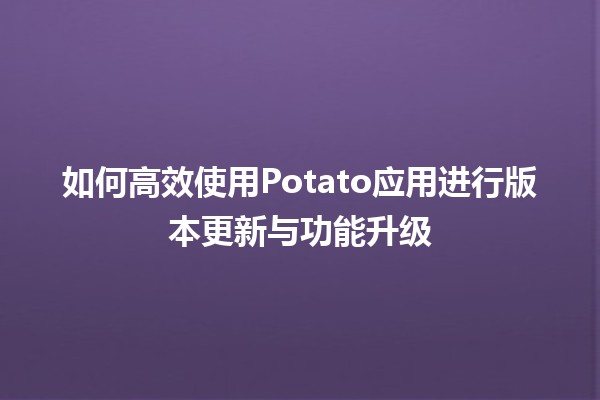 🥔 如何高效使用Potato应用进行版本更新与功能升级🚀