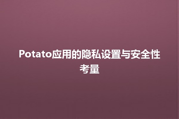 Potato应用的隐私设置与安全性考量 🥔🔒