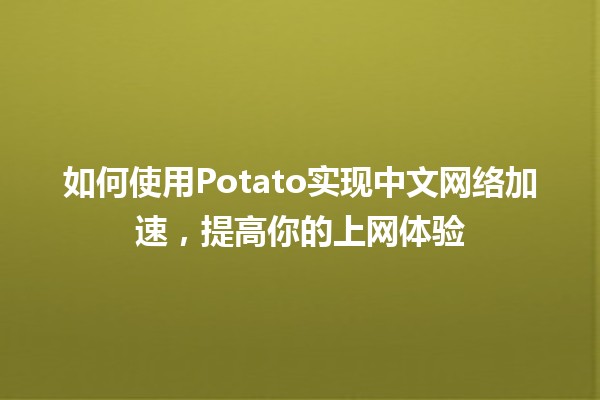 🚀 如何使用Potato实现中文网络加速，提高你的上网体验