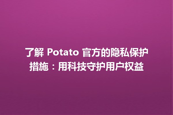 🍟 了解 Potato 官方的隐私保护措施：用科技守护用户权益 🔒