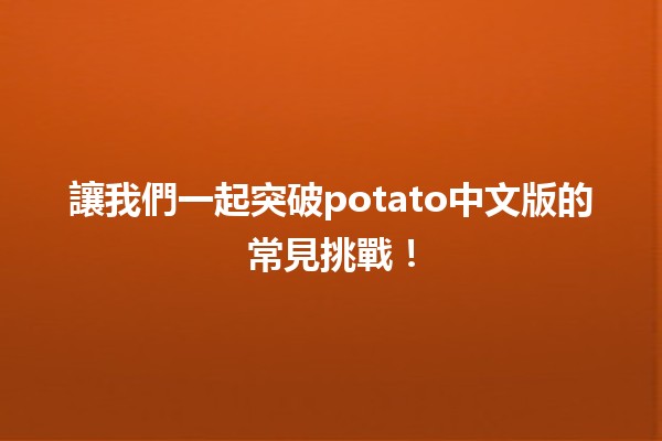 💡 讓我們一起突破potato中文版的常見挑戰！