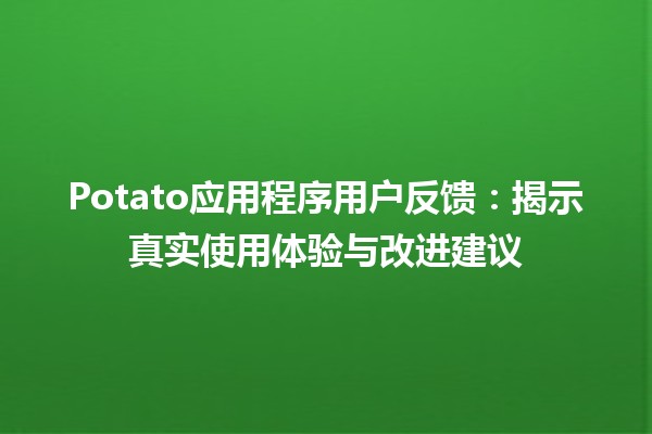 🍟 Potato应用程序用户反馈：揭示真实使用体验与改进建议