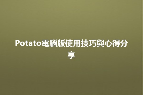 Potato電腦版使用技巧與心得分享🍟✨