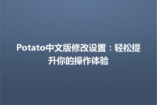 Potato中文版修改设置：轻松提升你的操作体验 🚀