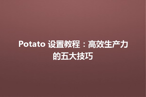 🥔 Potato 设置教程：高效生产力的五大技巧