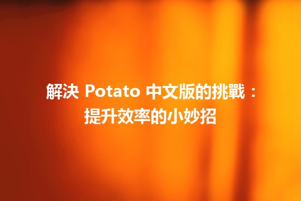 🚀 解決 Potato 中文版的挑戰：提升效率的小妙招