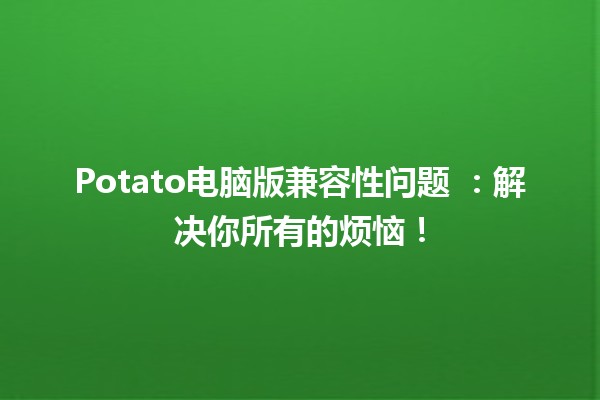 Potato电脑版兼容性问题 🤔💻：解决你所有的烦恼！