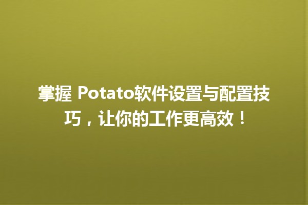 掌握🍟 Potato软件设置与配置技巧，让你的工作更高效！