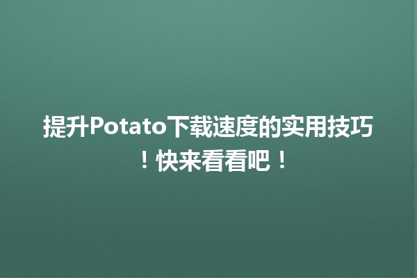 🚀 提升Potato下载速度的实用技巧！快来看看吧！