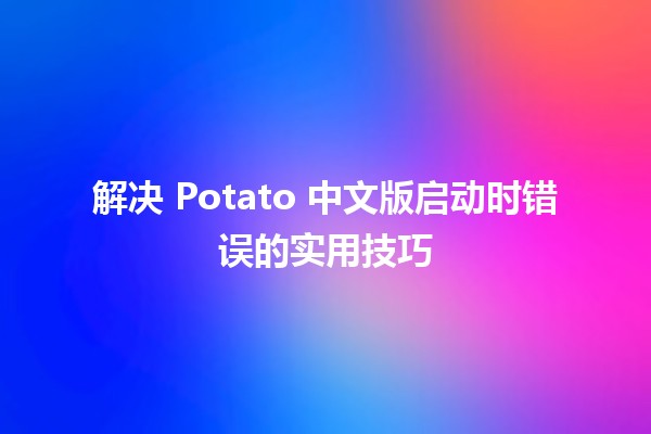 解决 Potato 中文版启动时错误的实用技巧 🚀💻