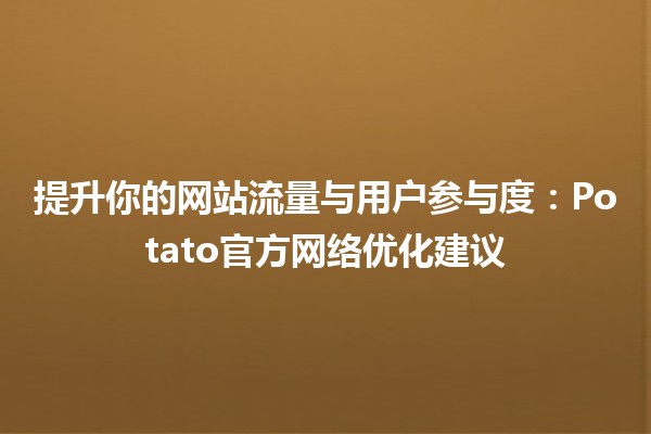 🚀提升你的网站流量与用户参与度：Potato官方网络优化建议