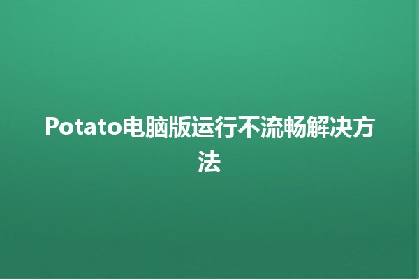 Potato电脑版运行不流畅解决方法💻⚙️