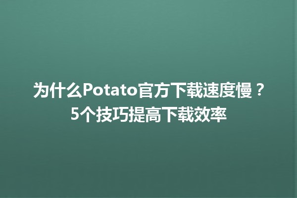 为什么Potato官方下载速度慢？5个技巧提高下载效率🚀