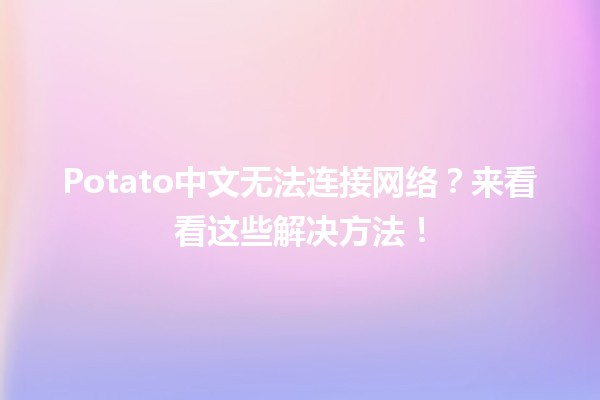 🥔 Potato中文无法连接网络？来看看这些解决方法！