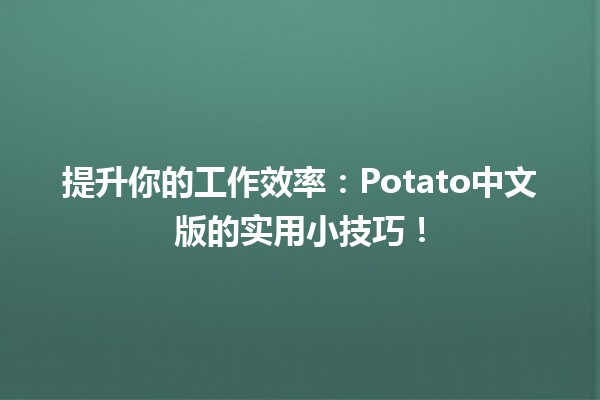 🍟提升你的工作效率：Potato中文版的实用小技巧！