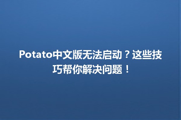 Potato中文版👟无法启动？这些技巧帮你解决问题！