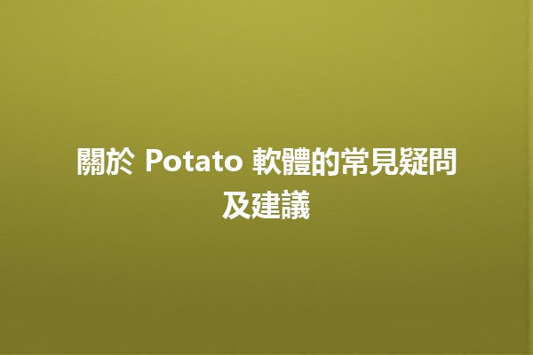 關於 Potato 軟體的常見疑問及建議 💡🖥️