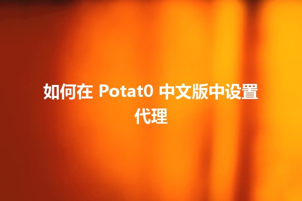 如何在 Potat0 中文版中设置代理 🌐🚀