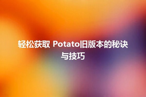 🌟 轻松获取📥 Potato旧版本的秘诀与技巧