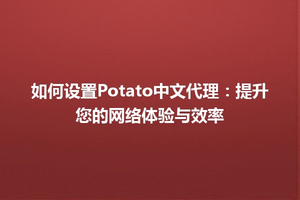 如何设置✨Potato中文代理：提升您的网络体验与效率