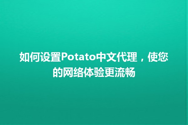 如何设置Potato中文代理，使您的网络体验更流畅✨🌐