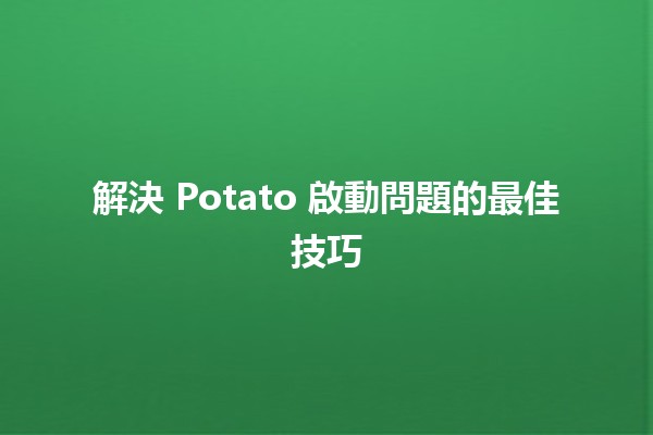 解決 Potato 啟動問題的最佳技巧🍟🚀