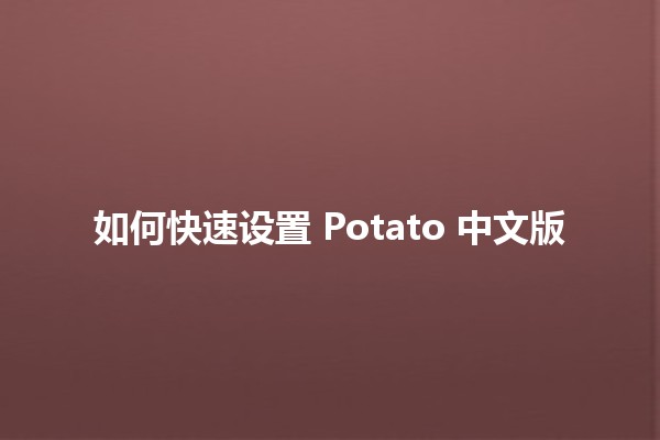 如何快速设置 Potato 中文版 🍟✨