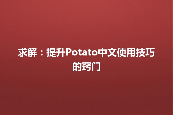 求解🚀：提升Potato中文使用技巧的窍门