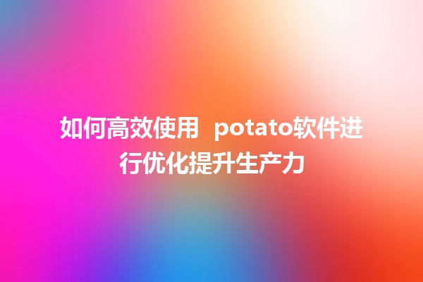 如何高效使用 👩‍💻 potato软件进行优化提升生产力