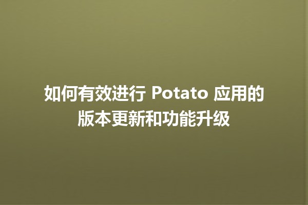 🚀 如何有效进行 Potato 应用的版本更新和功能升级