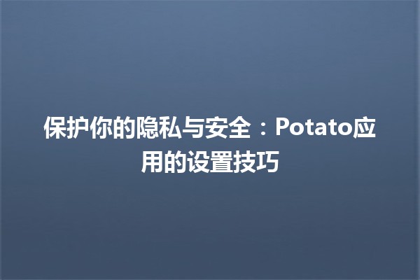 保护你的隐私与安全：Potato应用的设置技巧🚀🔒