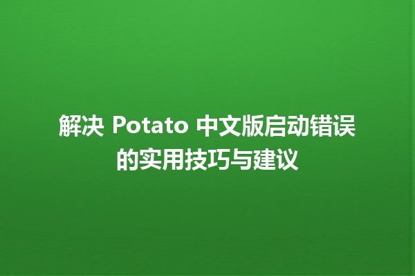 解决 Potato 中文版启动错误的实用技巧与建议 🚀